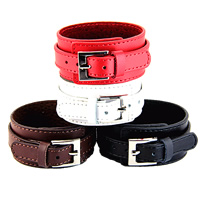 Cowhide Bracelets, with Zinc Alloy, platinum color plated nickel, lead & cadmium free Approx 8.5 Inch 