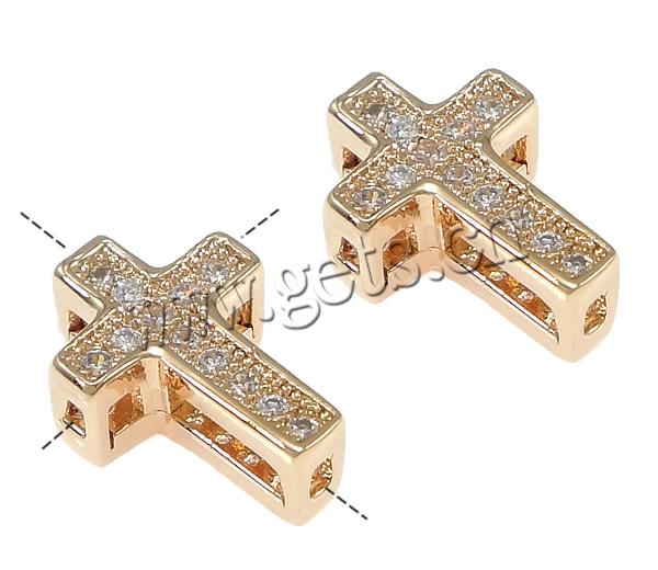 Cubic Zirconia Micro Pave Brass Beads, Cross, plated, micro pave cubic zirconia, more colors for choice, 7x10.5x4mm, Hole:Approx 0.5mm, Sold By PC