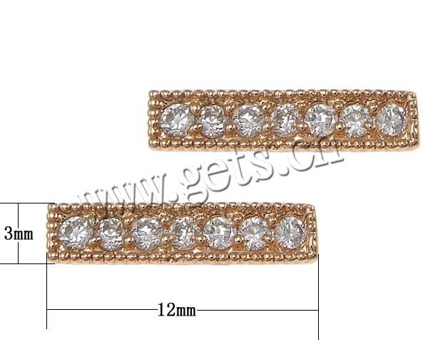 Brass Spacer Bar, Rectangle, plated, micro pave cubic zirconia & 7-strand, more colors for choice, cadmium free, 12x3mm, Hole:Approx 0.15mm, Sold By PC