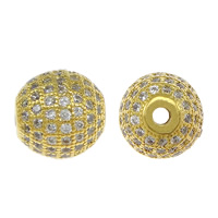 Cubic Zirconia Micro Pave Brass Beads, Round, plated, micro pave cubic zirconia Approx 1.5mm 