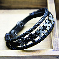 Cowhide Bracelets, with Zinc Alloy, plated, mixed colors, nickel, lead & cadmium free, 15mm Approx 8.5 Inch 