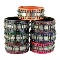 Cowhide Bracelets, with Zinc Alloy, antique silver color plated, mixed colors, nickel, lead & cadmium free, 30mm Approx 8.5 Inch 