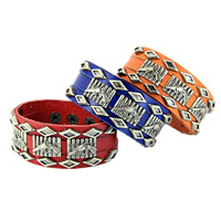 Cowhide Bracelets, with Zinc Alloy, plated, mixed colors, nickel, lead & cadmium free, 32mm Approx 8.5 Inch 