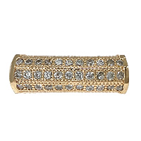 Cubic Zirconia Micro Pave Brass Beads, Tube, plated, micro pave cubic zirconia & hollow Approx 3.5mm 