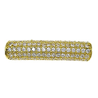Cubic Zirconia Micro Pave Brass Beads, Tube, plated, micro pave cubic zirconia & hollow Approx 3.5mm 