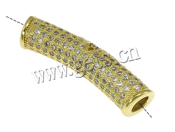 Cubic Zirconia Micro Pave Brass Beads, Tube, plated, micro pave cubic zirconia, more colors for choice, 29x7mm, Hole:Approx 4mm, Sold By PC