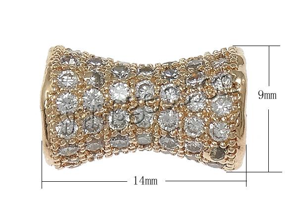 Cubic Zirconia Micro Pave Brass Beads, Barbell, plated, micro pave cubic zirconia, more colors for choice, 14x9mm, Hole:Approx 1.5mm, Sold By PC