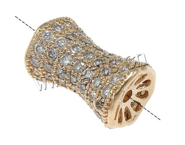 Cubic Zirconia Micro Pave Brass Beads, Barbell, plated, micro pave cubic zirconia, more colors for choice, 14x9mm, Hole:Approx 1.5mm, Sold By PC