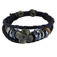 Cowhide Bracelets, with Zinc Alloy, plated, nickel, lead & cadmium free, 15mm Approx 8.5 Inch 
