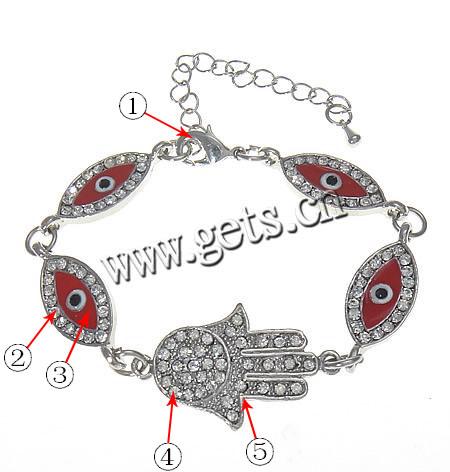 Bracelets En alliage de zinc, avec émail, laiton fermoir homard, Placage, Personnalisé & avec strass, plus de couleurs à choisir, 19x32mm, 10.5x26.5mm, Longueur:Environ 6.2-9 pouce, Vendu par brin