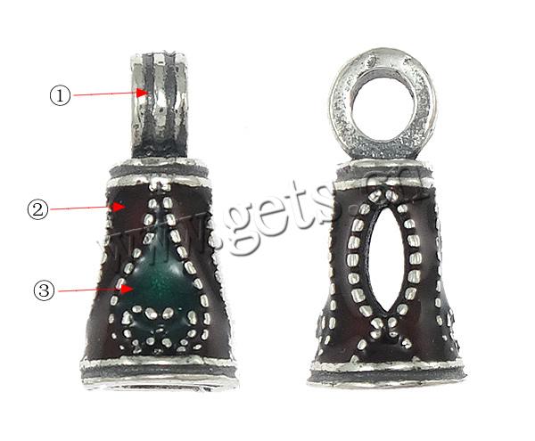 Thailand Sterling Silver Tips, Cone, plated, enamel, more colors for choice, 6x13mm, Hole:Approx 3mm, Inner Diameter:Approx 2mm, Sold By PC