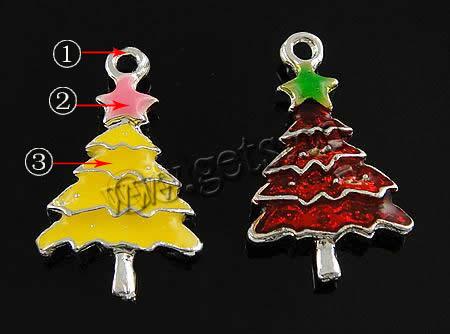 Zinc Alloy Christmas Pendants, with enamel, Christmas Tree, plated, enamel, more colors for choice, 20.5x12.5x3mm, Hole:Approx 1.5mm, Sold By PC