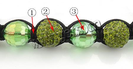 Bracelets en cristal de Woven Ball, avec Cordon de cire & Hématite & alliage de zinc, fait à la main, avec strass, 13mm, 12mm, 8-10mm, Longueur:Environ 7-10 pouce, Vendu par brin
