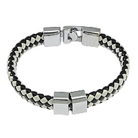Cowhide Bracelets, PU Leather, 316 stainless steel clasp, braided & two tone Approx 8 Inch 