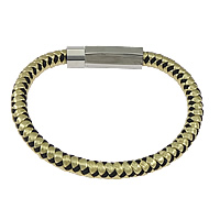 Cowhide Bracelets, PU Leather, stainless steel bayonet clasp, braided & two tone Approx 8 Inch 