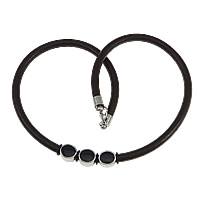 Cowhide Jewelry Necklace, with Silicone, 316 stainless steel lobster clasp, enamel, black 6mm Approx 19 Inch 