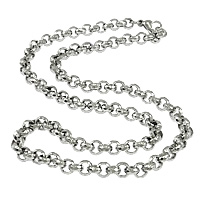 Collar de cadena de acero inoxidable, acero inoxidable 304, cadena Rolo, color original, 7mm, longitud:aproximado 22 Inch, Vendido por Sarta