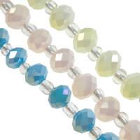Perles de cristal rondelle, avec perles de rocaille en verre, Placage coloré, facettes, plus de couleurs à choisir  Environ 1mm Environ 7.8 pouce, Environ Vendu par brin