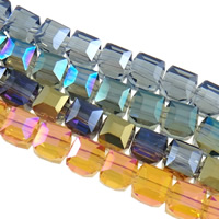 Cubic Crystal Beads, Cube, colorful plated, faceted Approx 1.5mm Approx 7.8 Inch, Approx 