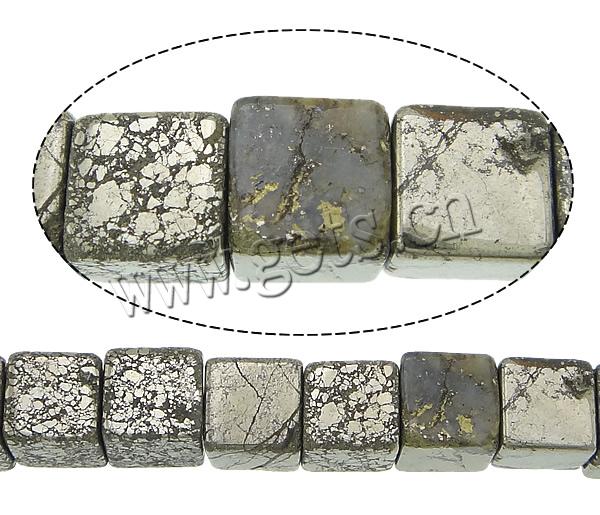 Pyrite dorée perles, cube, naturel, normes différentes pour le choix, Trou:Environ 1-2mm, Longueur:Environ 15 pouce, Vendu par brin