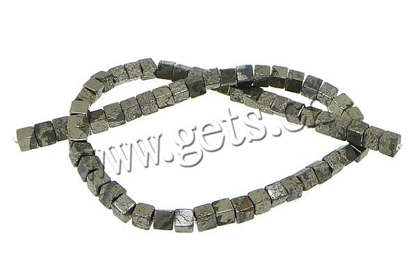 Golden Pyrite Beads, Cube, natural, different size for choice, Hole:Approx 1-2mm, Length:Approx 15 Inch, Sold By Strand