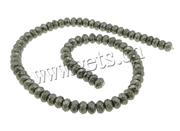 Goldene Pyrit Perlen, Rondell, natürlich, verschiedene Größen vorhanden & facettierte, Bohrung:ca. 0.5-2mm, Länge:ca. 16 ZollInch, verkauft von Strang