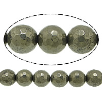 Pyrite dorée perles, Rond, naturel, normes différentes pour le choix & facettes Environ 0.5-2mm Environ 15 pouce, Vendu par brin
