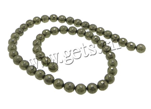 Pirita oro perlas, Pirita de Oro, Esférico, natural, diverso tamaño para la opción & facetas, agujero:aproximado 0.5-2mm, longitud:aproximado 15 Inch, Vendido por Sarta