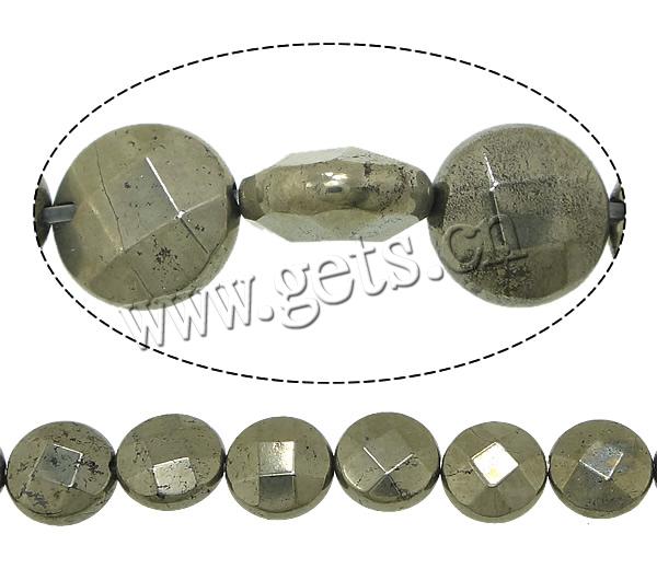 Pyrite dorée perles, Plat rond, naturel, normes différentes pour le choix & facettes, Trou:Environ 1mm, Longueur:Environ 16 pouce, Vendu par brin