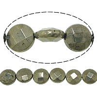 Goldene Pyrit Perlen, flache Runde, natürlich, verschiedene Größen vorhanden & facettierte, Bohrung:ca. 1mm, Länge:ca. 16 ZollInch, verkauft von Strang