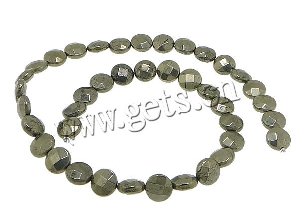 Goldene Pyrit Perlen, flache Runde, natürlich, verschiedene Größen vorhanden & facettierte, Bohrung:ca. 1mm, Länge:ca. 16 ZollInch, verkauft von Strang