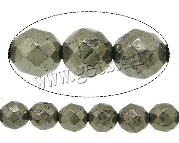 Golden Pyrite Beads, Round, natural, different size for choice & faceted, Hole:Approx 0.5-2mm, Length:Approx 15 Inch, Sold By Strand