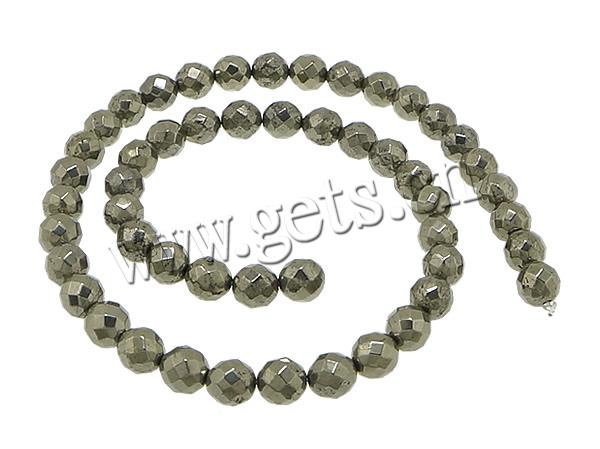 Golden Pyrite Beads, Round, natural, different size for choice & faceted, Hole:Approx 0.5-2mm, Length:Approx 15 Inch, Sold By Strand