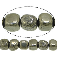 Goldene Pyrit Perlen, Würfel, natürlich, verschiedene Größen vorhanden, Bohrung:ca. 1-2mm, Länge:ca. 16 ZollInch, verkauft von Strang