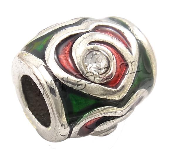 Enamel Zinc Alloy European Beads, Drum, plated, Customized & without troll & with rhinestone, more colors for choice, nickel, lead & cadmium free, 11x11mm, Hole:Approx 5mm, Sold By PC