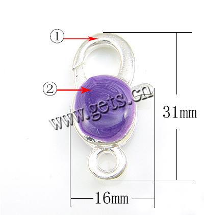 Zinc Alloy Lobster Clasp, plated, enamel, more colors for choice, 31x16x8mm, Hole:Approx 3mm, Sold By PC