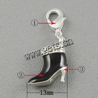 Pendentifs émail, alliage de zinc, laiton fermoir homard, chaussures, Plaquage normal, plus de couleurs à choisir, 13x13x6mm, Longueur:Environ 1.2 pouce, Vendu par PC