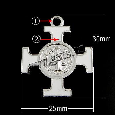 Zinc Alloy Cross Pendants, plated, enamel, more colors for choice, 30x25x3mm, Hole:Approx 2mm, Sold By PC