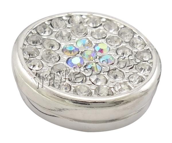 Zinc Alloy Jewelry Snap Button, Flat Round, plated, Customized & with rhinestone, more colors for choice, nickel, lead & cadmium free, 19x10mm, Sold By PC