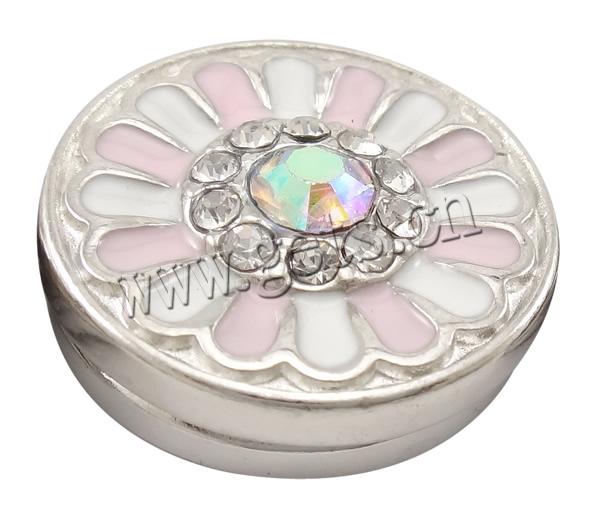 Zinc Alloy Jewelry Snap Button, Flat Round, plated, Customized & enamel & with rhinestone, more colors for choice, nickel, lead & cadmium free, 19x10mm, Sold By PC