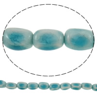 Glasierte Porzellan Perlen, oval, glaciert, 10x15mm, Bohrung:ca. 2mm, Länge:ca. 11 ZollInch, ca. 18PCs/Strang, verkauft von Strang