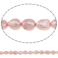 Perles nacres baroques de culture d'eau douce , perle d'eau douce cultivée, rose, 6-7mm Environ 0.8mm Environ 14.5 pouce, Vendu par brin