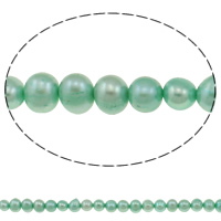 Perlas Patata Freshwater, Perlas cultivadas de agua dulce, verde claro, 6-7mm, agujero:aproximado 0.8mm, longitud:aproximado 15 Inch, Vendido por Sarta
