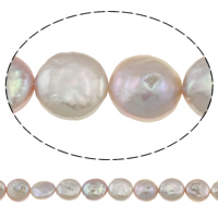 Pièce de culture des perles d'eau douce, perle d'eau douce cultivée, pièce de monnaie, naturel, violet, 12-13mm Environ 0.8mm Environ 15.3 pouce, Vendu par brin