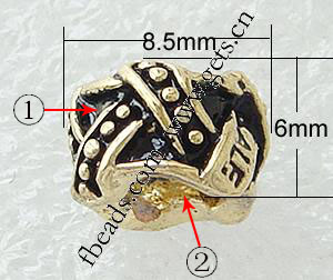Zinklegierung European Perlen, Rohr, plattiert, ohne troll, keine, 8.5x6mm, Bohrung:ca. 4.2-4.5mm, verkauft von PC