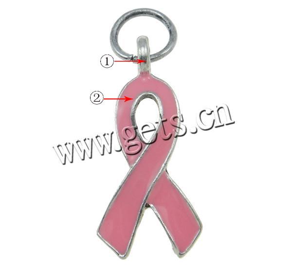 Awareness Ribbon Pendant, Zinc Alloy, with enamel, plated, enamel, more colors for choice, 21x10x1.5mm, Hole:Approx 3.5mm, Sold By PC