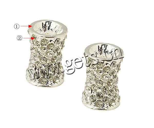 Rhinestone Brass Beads, Barbell, plated, with rhinestone, more colors for choice, 20x13mm, Hole:Approx 6.8mm, 100PCs/Bag, Sold By Bag