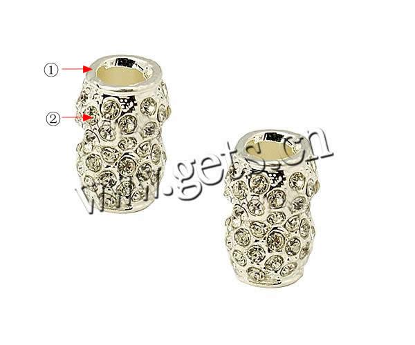 Rhinestone Brass Beads, Calabash, plated, with rhinestone, more colors for choice, 20x12mm, Hole:Approx 6mm, 100PCs/Bag, Sold By Bag