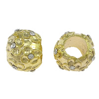 Rhinestone Zinc Alloy European Beads, Rondelle, plated, with flower pattern & without troll & with rhinestone nickel, lead & cadmium free Approx 5mm 