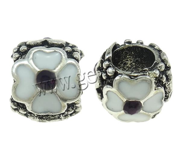 Enamel Zinc Alloy European Beads, Drum, plated, Customized & without troll & with rhinestone, more colors for choice, 10x7.7x11mm, Hole:Approx 5mm, Sold By PC
